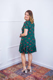 Vestido com Babado Gola V e Manga Curta Verona BF