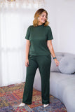 Conjunto Elizabeth - Calça Pantalona em Malha Canelada