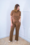 Conjunto Elizabeth - Calça Pantalona em Malha Canelada