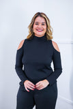Blusa Malha Canelada com Recortes nos Ombros - Amelie