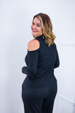 Blusa Malha Canelada com Recortes nos Ombros - Amelie