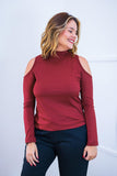 Blusa Malha Canelada com Recortes nos Ombros - Amelie