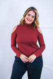 Blusa Malha Canelada com Recortes nos Ombros - Amelie
