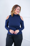 Blusa Malha Canelada com Recortes nos Ombros - Amelie