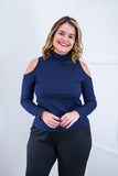Blusa Malha Canelada com Recortes nos Ombros - Amelie