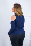 Blusa Malha Canelada com Recortes nos Ombros - Amelie