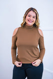 Blusa Malha Canelada com Recortes nos Ombros - Amelie