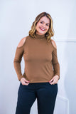 Blusa Malha Canelada com Recortes nos Ombros - Amelie
