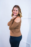 Blusa Malha Canelada com Recortes nos Ombros - Amelie