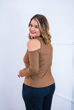 Blusa Malha Canelada com Recortes nos Ombros - Amelie