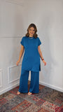 Conjunto Califórnia - Túnica Longa com Fenda Lateral e Calça Pantalona em Malha Confort