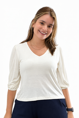Blusa Luana - Gola V em Viscolycra