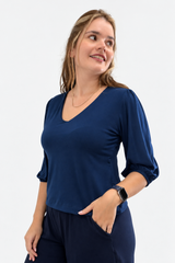 Blusa Luana - Gola V em Viscolycra