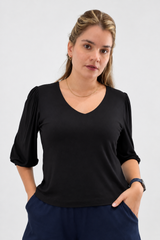 Blusa Luana - Gola V em Viscolycra