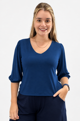 Blusa Luana - Gola V em Viscolycra