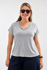Blusa Ágata - Decote V Bobo em Viscolycra
