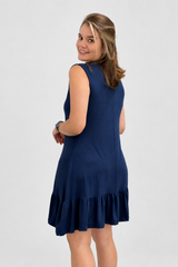 Vestido Provence Evasê com Gola Padre em Viscolycra