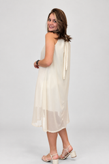 Vestido Mônaco Midi Frente Única - Estilo Riviera Francesa em Tule Liso