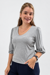 Blusa Luana - Gola V em Viscolycra