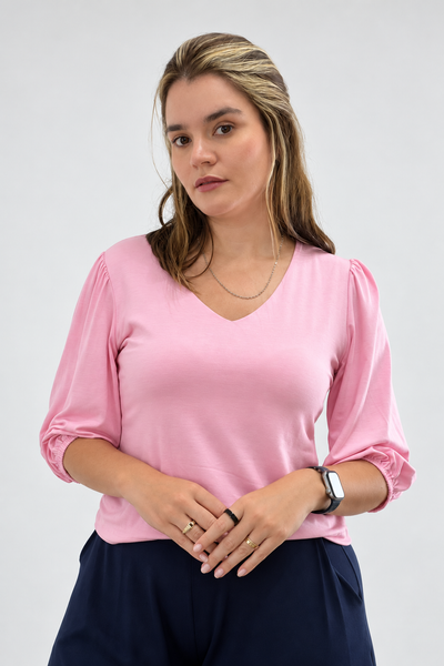 Blusa Luana - Gola V em Viscolycra