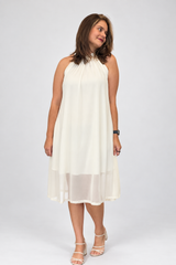 Vestido Mônaco Midi Frente Única - Estilo Riviera Francesa em Tule Liso