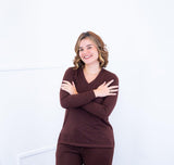 Blusa Gola V de Manga Longa Lãzinha Paula