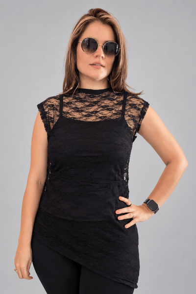 Blusa Assimétrica em Renda Cannes - Naguirre Shop