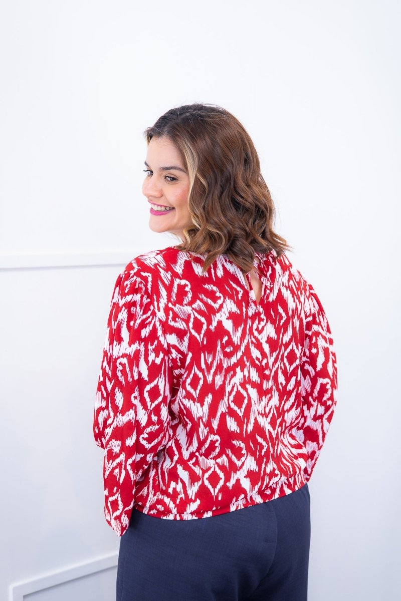 Blusa Bela - Manga Flare com Decote V em Crepe - Naguirre Shop
