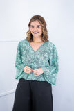 Blusa Bela - Manga Flare com Decote V em Crepe - Naguirre Shop