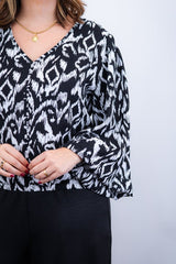 Blusa Bela - Manga Flare com Decote V em Crepe - Naguirre Shop