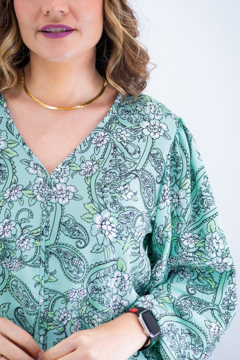 Blusa Bela - Manga Flare com Decote V em Crepe - Naguirre Shop