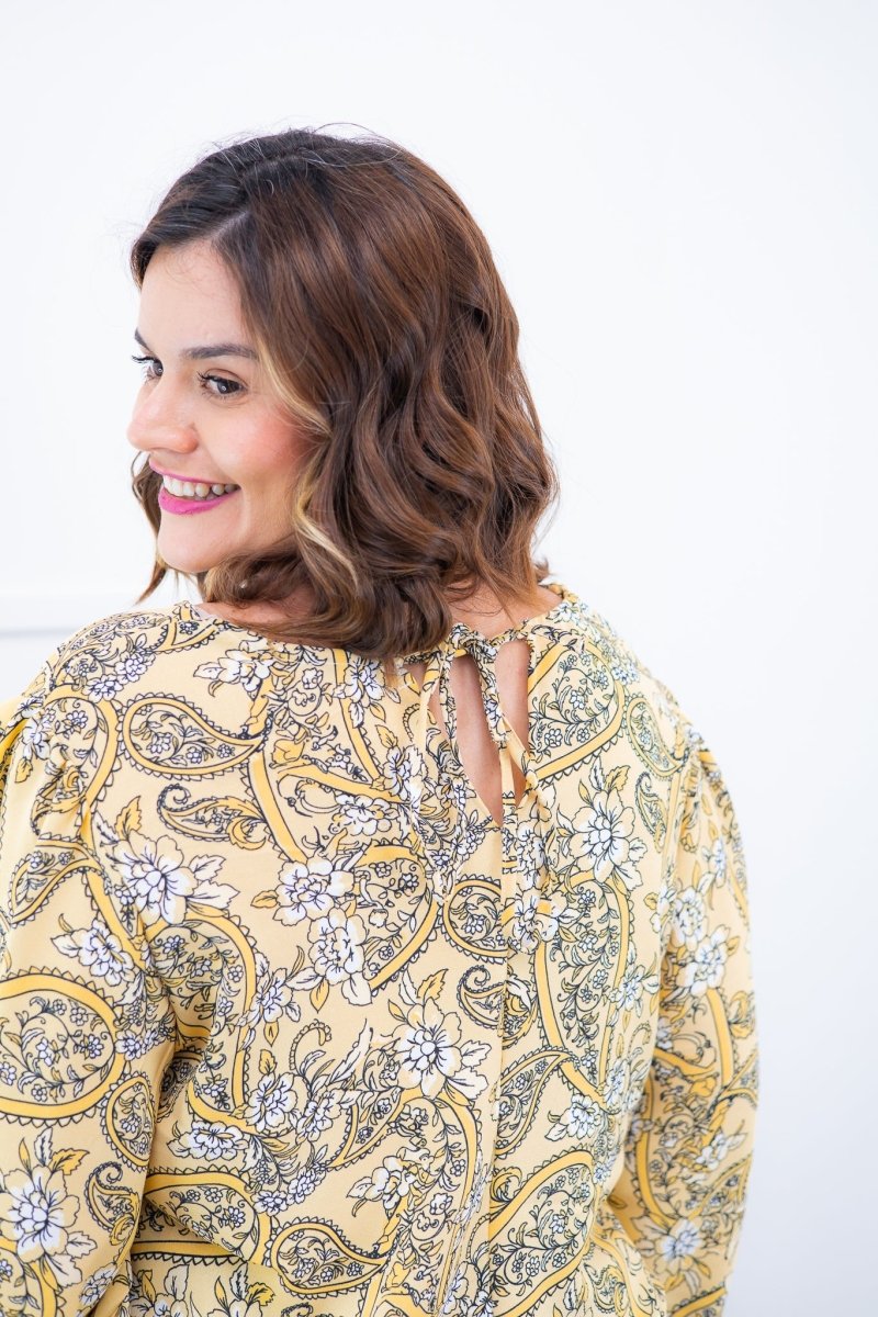 Blusa Bela - Manga Flare com Decote V em Crepe - Naguirre Shop