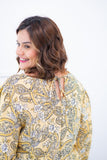 Blusa Bela - Manga Flare com Decote V em Crepe - Naguirre Shop