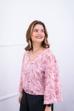 Blusa Bela - Manga Flare com Decote V em Crepe - Naguirre Shop