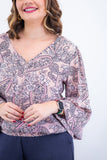 Blusa Bela - Manga Flare com Decote V em Crepe - Naguirre Shop