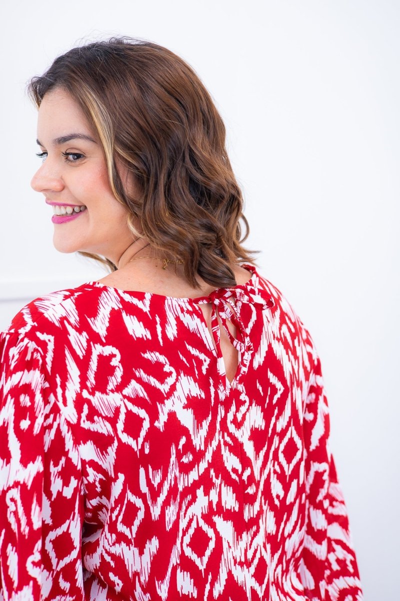 Blusa Bela - Manga Flare com Decote V em Crepe - Naguirre Shop