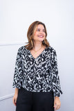 Blusa Bela - Manga Flare com Decote V em Crepe - Naguirre Shop