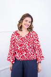 Blusa Bela - Manga Flare com Decote V em Crepe - Naguirre Shop