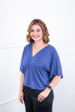 Blusa Cristina - Com Manga Morcego Gola V em Malha Confort - Naguirre Shop