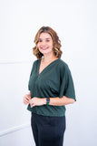 Blusa Cristina - Com Manga Morcego Gola V em Malha Confort - Naguirre Shop