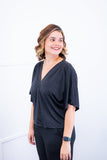 Blusa Cristina - Com Manga Morcego Gola V em Malha Confort - Naguirre Shop
