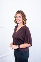 Blusa Cristina - Com Manga Morcego Gola V em Malha Confort - Naguirre Shop