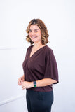 Blusa Cristina - Com Manga Morcego Gola V em Malha Confort - Naguirre Shop