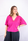 Blusa Cristina - Com Manga Morcego Gola V em Malha Confort - Naguirre Shop
