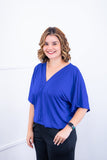 Blusa Cristina - Com Manga Morcego Gola V em Malha Confort - Naguirre Shop