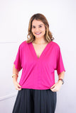 Blusa Cristina - Com Manga Morcego Gola V em Malha Confort - Naguirre Shop
