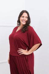 Blusa Cristina - Com Manga Morcego Gola V em Malha Confort - Naguirre Shop