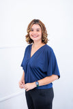 Blusa Cristina - Com Manga Morcego Gola V em Malha Confort - Naguirre Shop
