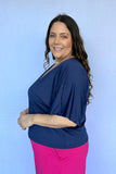 Blusa Cristina - Com Manga Morcego Gola V em Malha Confort - Naguirre Shop