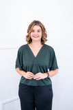 Blusa Cristina - Com Manga Morcego Gola V em Malha Confort - Naguirre Shop